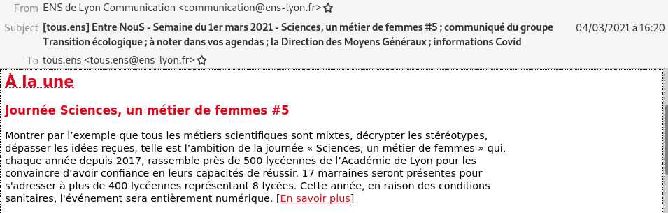 Journees femmes en science