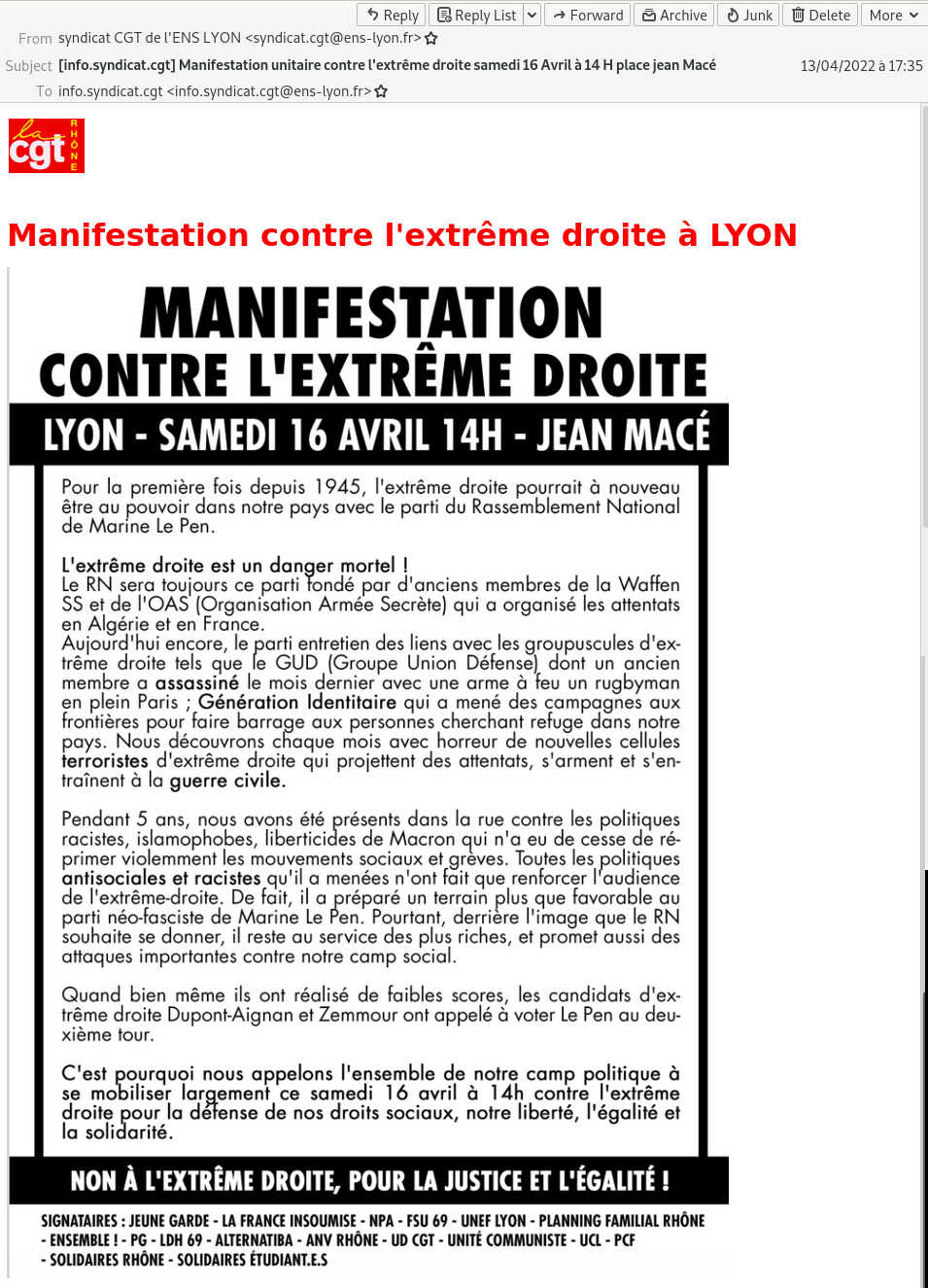 CGT contre extreme-droite